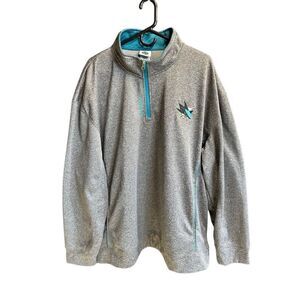 NHL San Jose Sharks Hockey Gray 1/4 Zip Pullover Sweatshirt | Size 2XL